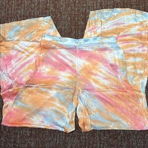 Young Fabulous & Broke Peach and White Tie-Dye Pants women’s small silky flowy